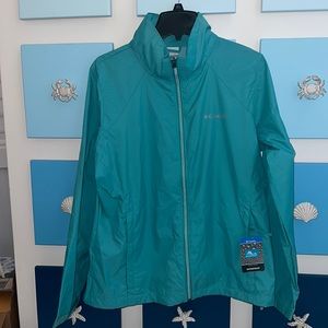 Columbia Waterproof Raincoat Jacket hooded XL Aqua